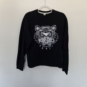 Kenzo Paris Designer Black Tiger Logo Embroidered Maximalist Sweatshirt | M